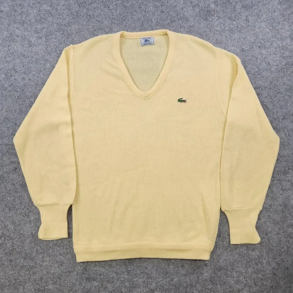 Vintage‎ IZOD Lacoste Sweater Mens Large V Neck Pullover Crocodile 80s Knit USA